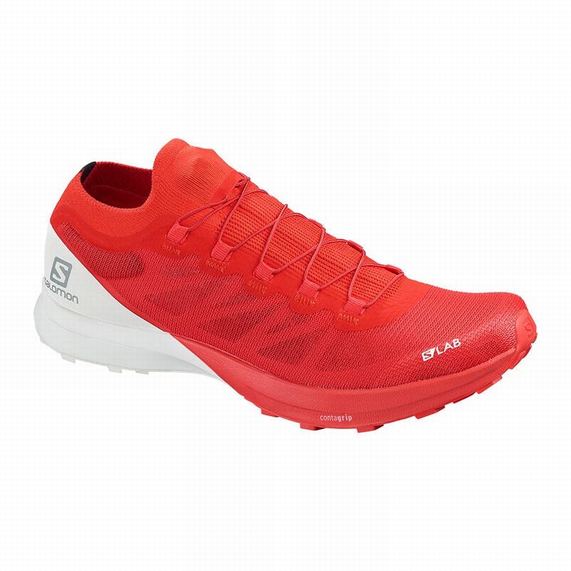 Salomon Singapore Mens Trail Running Shoes - S/LAB SENSE 8 Red/White | 71685-WFLM